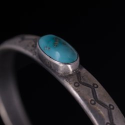 画像4: クリーク族 Jesse Robbins Fox ハーフラウンド コインシルバー スタンプ バングル "5 1/2"