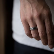 着用画像3: クリーク族 Jesse Robbins ダブルロープ コインシルバー リング 15.5号