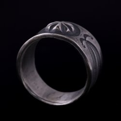 画像4: クリーク族 Jesse Robbins コインシルバー エンボスリング 23.5号