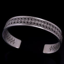 画像1: ホピ族 Emmett Navakuku 1/2” ミルキーウェイ オーバーレイ バングル