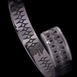 画像6: ホピ族 Emmett Navakuku 1/2” ミルキーウェイ オーバーレイ バングル