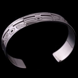 画像2: ホピ族 Emmett Navakuku 5/8" ミックスカチナ オーバーレイ バングル