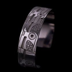 画像3: ホピ族 Emmett Navakuku 5/8" ミックスカチナ オーバーレイ バングル