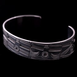 画像5: ホピ族 Emmett Navakuku 5/8" ミックスカチナ オーバーレイ バングル