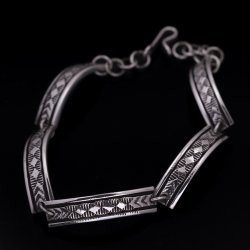 画像1: 【RIVER MAIL企画】ナバホ族 Bruce Morgan 1/4” SS 4ダイヤ+アロー ブレスレット