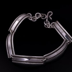 画像1: 【RIVER MAIL企画】ナバホ族 Bruce Morgan 1/4” SS チゼル ブレスレット