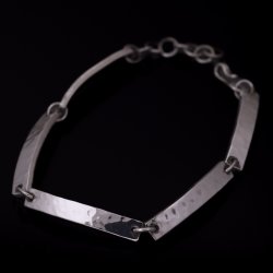 画像1: 【RIVER MAIL企画】ナバホ族 Bruce Morgan 1/4” SS ハンマーテクスチャ ブレスレット