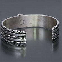 着用画像2: ナバホ族 Bruce Morgan 1/2" ロイストーン 14K チゼル2連 バングル メンズ M