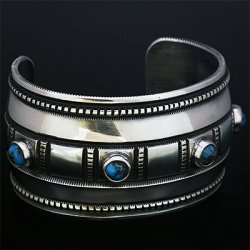 画像6: ナバホ族 Harrison Jim 1 1/2" キングマン インゴットシルバー コインエッジ バングル