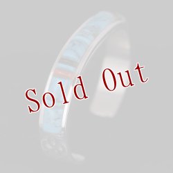 画像3: ナバホ族 Veronica Benally マルチカラー(ターコイズ) インレイ バングル "5"