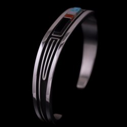 画像3: ナバホ族 Albert Nells マルチカラー インレイ バングル