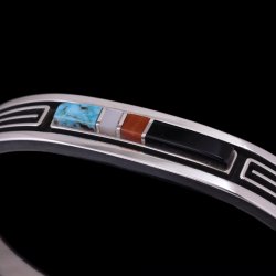 画像4: ナバホ族 Albert Nells マルチカラー インレイ バングル