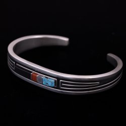 画像5: ナバホ族 Albert Nells マルチカラー インレイ バングル