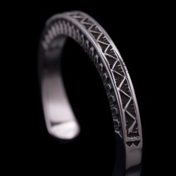 画像3: ナバホ族 Lyle Secatero #3スクエア ライトニング/フェザー バングル