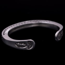 画像5: ナバホ族 Lyle Secatero #3スクエア ライトニング/フェザー バングル