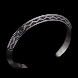 画像2: ナバホ族 Lyle Secatero #2トライアングル フェザー/ライトニング バングル