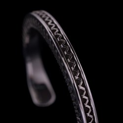 画像3: ナバホ族 Lyle Secatero #3スクエア ライトニング/フェザー バングル