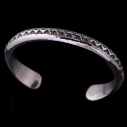 画像1: ナバホ族 Lyle Secatero #0ハーフラウンド ライトニング バングル