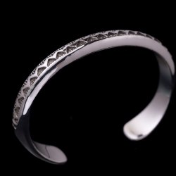 画像2: ナバホ族 Lyle Secatero #0ハーフラウンド ライトニング バングル