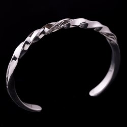 画像2: ナバホ族 Lyle Secatero #6スクエア ツイスト ライトニング バングル