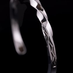 画像3: ナバホ族 Lyle Secatero #6スクエア ツイスト ライトニング バングル