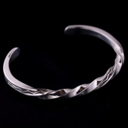 画像4: ナバホ族 Lyle Secatero #6スクエア ツイスト ライトニング バングル