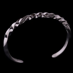 画像2: ナバホ族 Lyle Secatero #6スクエア ツイスト ウォーター バングル