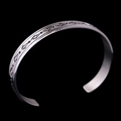 画像2: ナバホ族 Tanya Mace 3/8" スタンプ シルバー バングル