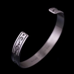 画像5: ナバホ族 Tanya Mace 3/8" スタンプ シルバー バングル