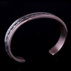 画像2: ナバホ族 Lyle Secatero 3/8" ライトニング ツートンカラー バングル