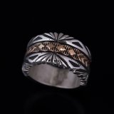 【RIVER MAIL企画】ナバホ族 Bruce Morgan 1/2 14K サンバースト 4ダイヤ+アロー リング