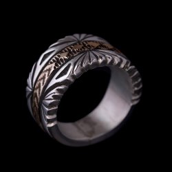 画像2: 【RIVER MAIL企画】ナバホ族 Bruce Morgan 1/2 14K サンバースト 4ダイヤ+アロー リング