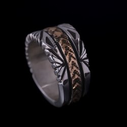 画像3: 【RIVER MAIL企画】ナバホ族 Bruce Morgan 1/2 14K サンバースト 4ダイヤ+アロー リング