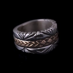 画像5: 【RIVER MAIL企画】ナバホ族 Bruce Morgan 1/2 14K サンバースト 4ダイヤ+アロー リング