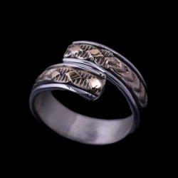 画像1: 【RIVER MAIL企画】ナバホ族 Bruce Morgan 1/4 14K 4ダイヤ+アロー アジャスタブル リング