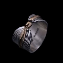 画像4: ナバホ族 Harvey Mace 12KGF イーグルフェザー ストレート リング