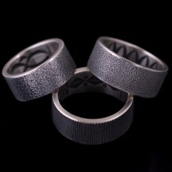 画像4: ナバホ族 Jacob D. Morgan 3/8" 12ga テクスチャー/スタンプ バンド リング 13.5号
