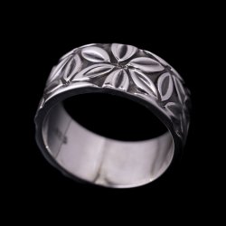 画像1: ナバホ族 Lyle Secatero 3/8" フラワー スタンプ リング