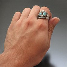 着用画像3: ナバホ族 Calvin Martinez モレンシーターコイズ リング 20号