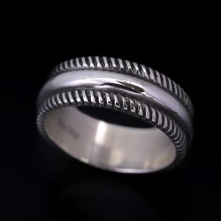 画像1: ナバホ族 Pat Bedonie 1/4" SS チゼル リング
