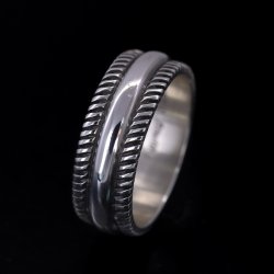 画像3: ナバホ族 Pat Bedonie 1/4" SS チゼル リング