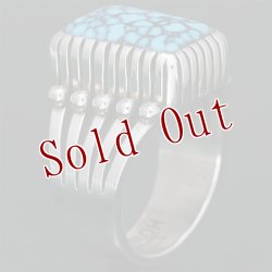 画像6: ナバホ族 Howard Nelson キングマン ターコイズ 長方形 リング 12号