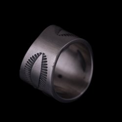 画像4: ナバホ族 Jacob D. Morgan バンプアウト/スタンプ シルバー リング 19.5号