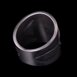 画像6: ナバホ族 Jacob D. Morgan バンプアウト/スタンプ シルバー リング 19.5号