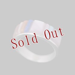 画像1: ナバホ族 Veronica Benally マルチストーン コーンロー インレイ リング 6号