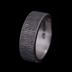 画像3: ナバホ族 Jacob D. Morgan 1/4" 11ga テクスチャー バンド リング 11号