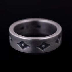 画像4: ナバホ族 Jacob D. Morgan 1/4" 11ga ハンドスタンプ バンド リング 18号