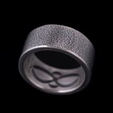 ナバホ族 Jacob D. Morgan 3/8" 12ga テクスチャー/スタンプ バンド リング 13.5号