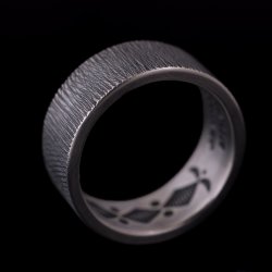 画像2: ナバホ族 Jacob D. Morgan 3/8" 12ga テクスチャー/スタンプ バンド リング 23号