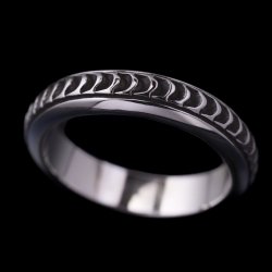 画像1: ナバホ族 Lyle Secatero #4ハーフラウンド ウォーター リング 23号